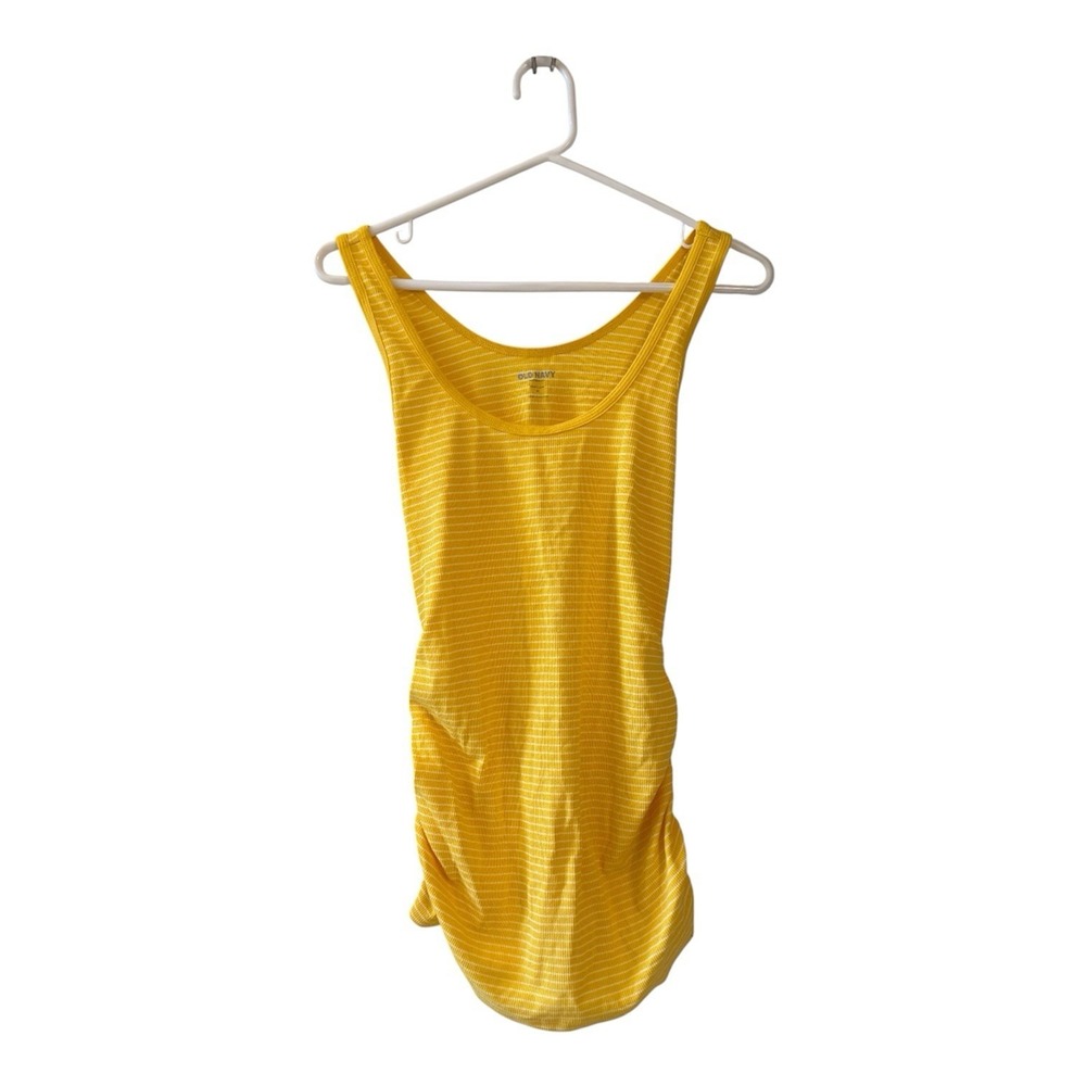 Old Navy Maternity Ribbed Striped Tank Medium Mustard Yellow Coastal NWT
